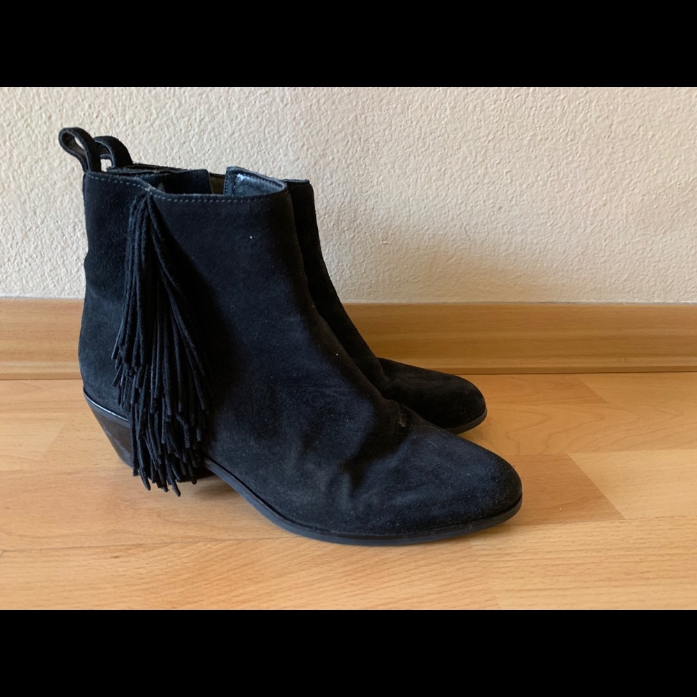 Via Spiga Black Suede Fringe Boot